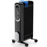 Atilioo Electric Oil Filled Radiator with Adjustable Thermostat, 1500W Portable Space Heater, Overheat Protection, Fast heating, Black
