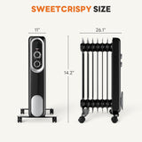Atilioo Electric Oil Filled Radiator with Adjustable Thermostat, 1500W Portable Space Heater, Overheat Protection, Fast heating, Black