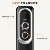 Atilioo Electric Oil Filled Radiator with Adjustable Thermostat, 1500W Portable Space Heater, Overheat Protection, Fast heating, Black