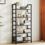 Atilioo 5 Tier Bookcase, 62" Tall Bookshelf, Wooden Storage Organizer with Adjustable Shelves for Living Room, Home Office, Kitchen,