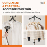 Atilioo Garment Steamer with Wheels, 1500W Powerful Standing Wrinkle Remover Heats, 1.7L Water Tank for 55 Min Continuous Steaming, Black