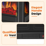 Atilioo 26" Electric Fireplace Stove, Freestanding 3D Flame Energy Saving Space Heater with Remote, Overheating Protection, 12H Timer, Single Door, Black Metal