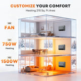 Atilioo Electric Space Heater, 1500W Wall Heater for Bedroom Bathroom with Remote Control, 12H Timer, Fast Heating, LED Touch Panel, Easy-Mount, Dark Gray
