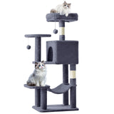 Atilioo Cat Tree Tower with Scratching Post, Multi-Level Cat Condo Pet House Play with Stable Base, Gray