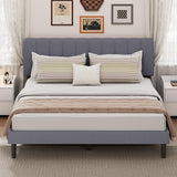 Atilioo Full Bed Frame with Headboard, Metal Mattress Foundation Headboard, No Box Spring Needed, Noise-Free, Brown