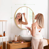 IULULU Round Mirror, Aluminum Frame Wall Mirror for Home