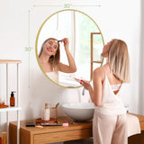 IULULU Round Mirror, Aluminum Frame Wall Mirror for Home