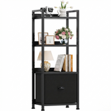 5 Tier Bookcase with Fabric Drawer, Multi-Functional Display Tall Bookshelf, Sturdy Storage Organizerfor Home Office, Brown