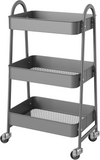 IULULU 3-Tier Slim Rolling Storage Cart with Lockable Wheels for Kitchen, Bathroom, Laundry, Dining Room
