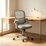 Atilioo Home Office Chair, Ergonomic Computer Desk Mesh Chair with Lumbar Support, Adjustable Swivel Mid-Back Chair with Flip-up Arms, Black