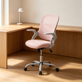 Atilioo Home Office Chair, Ergonomic Computer Desk Mesh Chair with Lumbar Support, Adjustable Swivel Mid-Back Chair with Flip-up Arms, Black