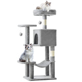 Atilioo Cat Tree Tower with Scratching Post, Multi-Level Cat Condo Pet House Play with Stable Base, Gray