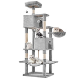 Atilioo Cat Tree Tower with Scratching Post, Multi-Level Cat Condo Pet House Play with Stable Base, Gray