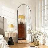 IULULU Mirror Full Length Full Body Floor Mirror with Stand, Shatterproof Glass, Aluminum Alloy Frame, Free Standing Wall Mounted or Leaning Arched Mirrors for Bedroom Living Room Entryway