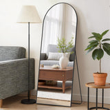 IULULU Mirror Full Length Full Body Floor Mirror with Stand, Shatterproof Glass, Aluminum Alloy Frame, Free Standing Wall Mounted or Leaning Arched Mirrors for Bedroom Living Room Entryway