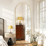 IULULU Mirror Full Length Full Body Floor Mirror with Stand, Shatterproof Glass, Aluminum Alloy Frame, Free Standing Wall Mounted or Leaning Arched Mirrors for Bedroom Living Room Entryway