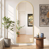 IULULU Mirror Full Length Full Body Floor Mirror with Stand, Shatterproof Glass, Aluminum Alloy Frame, Free Standing Wall Mounted or Leaning Arched Mirrors for Bedroom Living Room Entryway