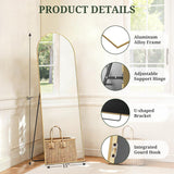 IULULU Mirror Full Length Full Body Floor Mirror with Stand, Shatterproof Glass, Aluminum Alloy Frame, Free Standing Wall Mounted or Leaning Arched Mirrors for Bedroom Living Room Entryway