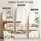 IULULU Mirror Full Length Full Body Floor Mirror with Stand, Shatterproof Glass, Aluminum Alloy Frame, Free Standing Wall Mounted or Leaning Arched Mirrors for Bedroom Living Room Entryway