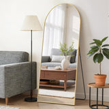 IULULU Mirror Full Length Full Body Floor Mirror with Stand, Shatterproof Glass, Aluminum Alloy Frame, Free Standing Wall Mounted or Leaning Arched Mirrors for Bedroom Living Room Entryway