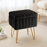 IULULU Vanity Stool, Faux Fur-Padded, 4-Legged Stool with Anti-Slip Feet, Ideal for Makeup or as a Footrest