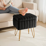 IULULU Vanity Stool, Faux Fur-Padded, 4-Legged Stool with Anti-Slip Feet, Ideal for Makeup or as a Footrest