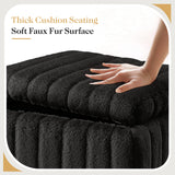 IULULU Vanity Stool, Faux Fur-Padded, 4-Legged Stool with Anti-Slip Feet, Ideal for Makeup or as a Footrest