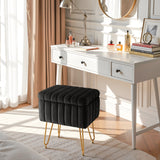 IULULU Vanity Stool, Faux Fur-Padded, 4-Legged Stool with Anti-Slip Feet, Ideal for Makeup or as a Footrest