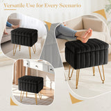 IULULU Vanity Stool, Faux Fur-Padded, 4-Legged Stool with Anti-Slip Feet, Ideal for Makeup or as a Footrest