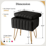 IULULU Vanity Stool, Faux Fur-Padded, 4-Legged Stool with Anti-Slip Feet, Ideal for Makeup or as a Footrest