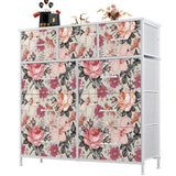 Atilioo 9 Drawers Fabric Dresser, Tall Storage Chest Closet Organizer for Bedroom, Living Room, Easy Assembly, Pink