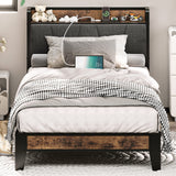 Atilioo Twin Bed Frame with Storage Space Under Frame, 14" Heavy Duty Metal Platform, No Box Spring Needed, Easy Assembly, Black