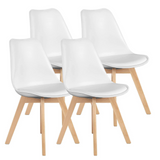 IULULU Dining Chairs, 4-Piece Mid-Century with Wooden Legs, PU Leather Seats for Living Room Bedroom Outdoor Lounge