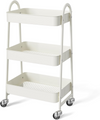 IULULU 3-Tier Slim Rolling Storage Cart with Lockable Wheels for Kitchen, Bathroom, Laundry, Dining Room