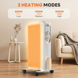Haysky Electric Oil Filled Radiator, 1500W Space Heater, Adjustable Thermostat, Overheat/Tip-Over Protectionr, Quiet Compact Portable for Indoor Family Living Room