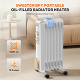Haysky Electric Oil Filled Radiator, 1500W Space Heater, Adjustable Thermostat, Overheat/Tip-Over Protectionr, Quiet Compact Portable for Indoor Family Living Room