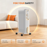 Haysky Electric Oil Filled Radiator, 1500W Space Heater, Adjustable Thermostat, Overheat/Tip-Over Protectionr, Quiet Compact Portable for Indoor Family Living Room