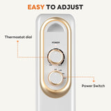 Haysky Electric Oil Filled Radiator, 1500W Space Heater, Adjustable Thermostat, Overheat/Tip-Over Protectionr, Quiet Compact Portable for Indoor Family Living Room