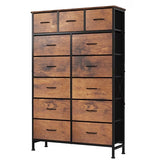 ACCVER 13-Drawer Fabric Dresser with Wood Top & Metal Frame, Closet and Chest for Bedroom, Clothes Storage Organizer, for Living Room, Apartment,Brown