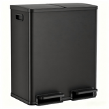Atilioo 16 Gallon Dual Compartment Trash Can, Stainless Steel Garbage Can with Foot Pedal, Soft-Close Lid, 2 x 30 L Large Capacity Recycling Bin, Perfect for Kitchen, Office