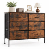 ACCVER Dresser for Bedroom 6 Storage Drawer, Fabric Closet Chests Organizer Tower with Wooden Top Metal Frame for Living Room Hallway Entryway, Brown