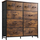ACCVER Dresser for Bedroom 10 Storage Drawer, Fabric Closet Chests Organizer Tower with Wooden Top Metal Frame for Living Room Hallway Entryway, Brown