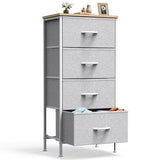 ACCVER Dresser for Bedroom 4 Storage drawer, Fabric Closet Chests Organizer Tower with Wooden Top Metal Frame for Living Room Hallway Entryway, Light Gray