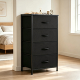 Atilioo Fabric Dresser Nightstand with 4 Drawer for Bedroom, Storage Organizer Unit, Chest of Drawers for Small Spaces, White
