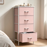 Atilioo Fabric Dresser with 5 Drawers, Clothes Storage Organizer Unit, Chest of Drawers for Bedroom Living Room, Pink