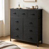 Atilioo Fabric Dresser Nightstand with 4 Drawer for Bedroom, Storage Organizer Unit, Chest of Drawers for Small Spaces, White