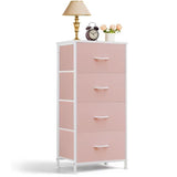 ACCVER Dresser for Bedroom 4 Storage drawer, Fabric Closet Chests Organizer Tower with Wooden Top Metal Frame for Living Room Hallway Entryway, Pink