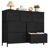 ACCVER 7-Drawer Fabric Dresser with Wood Top & Metal Frame, Closet and Chest for Bedroom, Clothes Storage Organizer, for Living Room, Apartment,Black