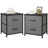 LIFERECORD Set of 2 Nightstands with Storage Drawers | 20" Tall Bedside Table with Wood Top & Fabric Cabinet for Bedroom, Dorm, Living Room