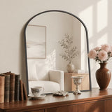 LIFERECORD 31"x32" Arched Bathroom Mirror, Wall Mounted Vanity Mirror with Metal Frame for Bedroom, Entryway, Living Room, Black